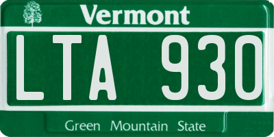 VT license plate LTA930