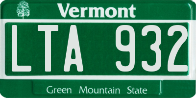VT license plate LTA932