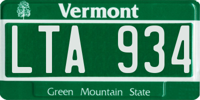 VT license plate LTA934