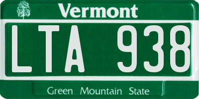 VT license plate LTA938