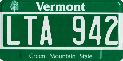 VT license plate LTA942