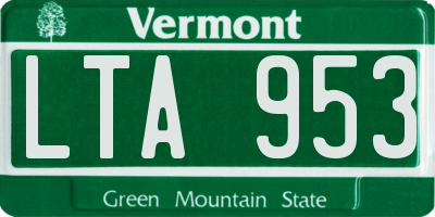 VT license plate LTA953