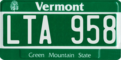 VT license plate LTA958