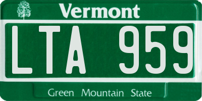 VT license plate LTA959