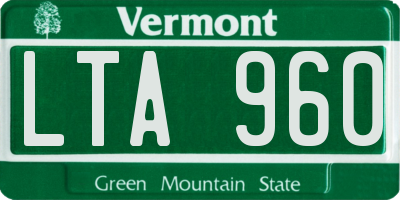 VT license plate LTA960