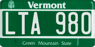 VT license plate LTA980