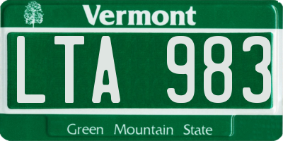 VT license plate LTA983