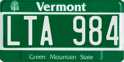 VT license plate LTA984