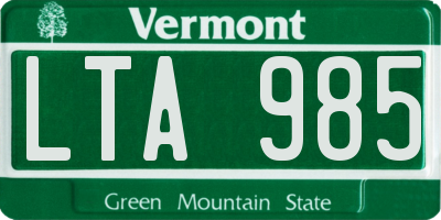VT license plate LTA985