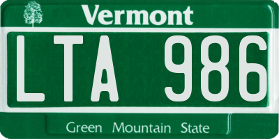 VT license plate LTA986