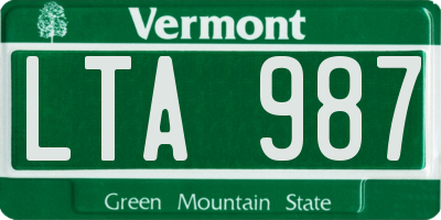 VT license plate LTA987