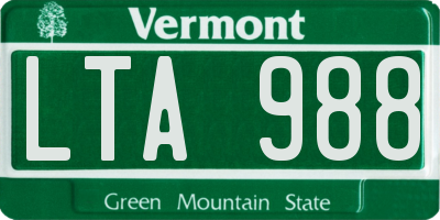 VT license plate LTA988