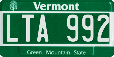 VT license plate LTA992