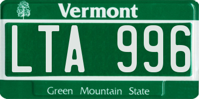 VT license plate LTA996