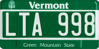 VT license plate LTA998