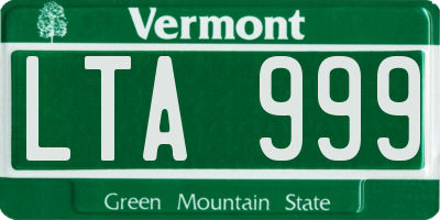 VT license plate LTA999
