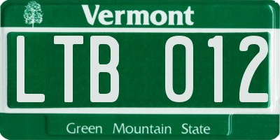 VT license plate LTB012