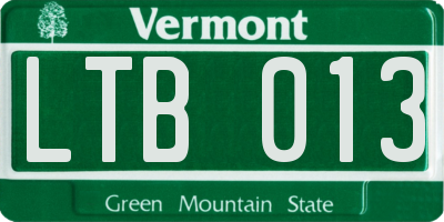VT license plate LTB013