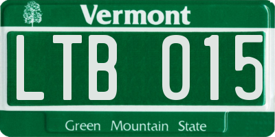 VT license plate LTB015