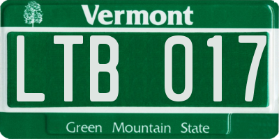 VT license plate LTB017