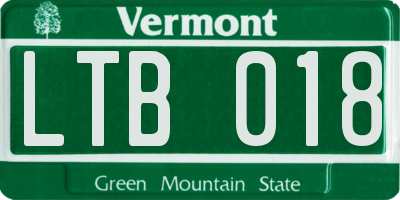 VT license plate LTB018