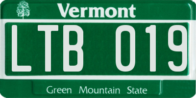 VT license plate LTB019