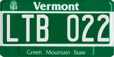 VT license plate LTB022