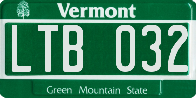 VT license plate LTB032
