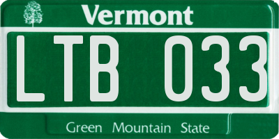 VT license plate LTB033