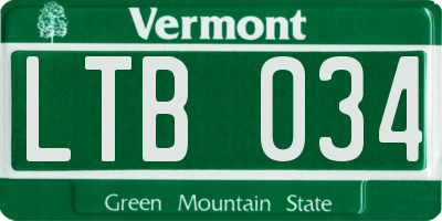 VT license plate LTB034