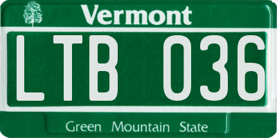 VT license plate LTB036