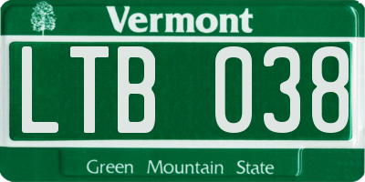 VT license plate LTB038