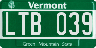 VT license plate LTB039