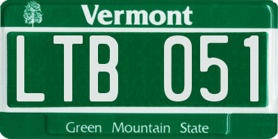 VT license plate LTB051