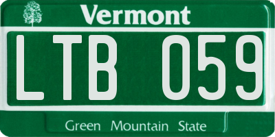 VT license plate LTB059