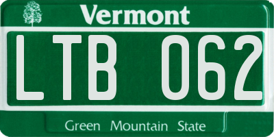 VT license plate LTB062