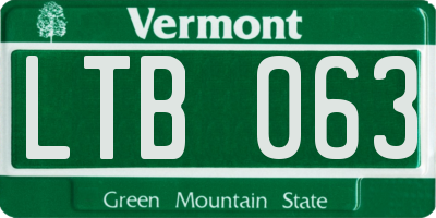 VT license plate LTB063