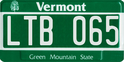 VT license plate LTB065
