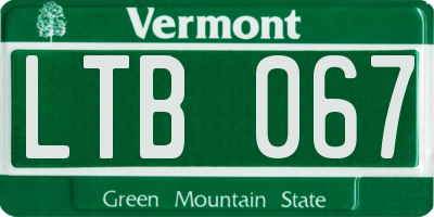 VT license plate LTB067