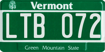 VT license plate LTB072