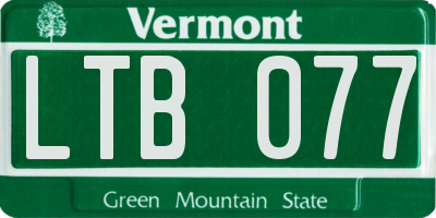 VT license plate LTB077