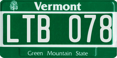 VT license plate LTB078
