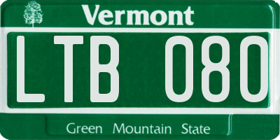 VT license plate LTB080