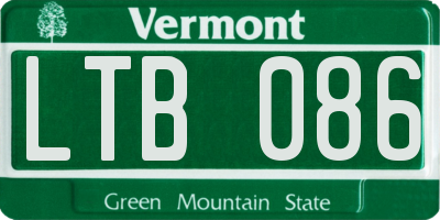 VT license plate LTB086