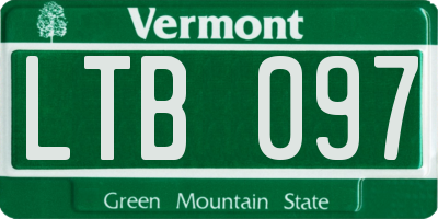 VT license plate LTB097