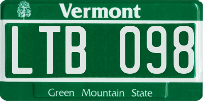 VT license plate LTB098