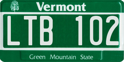 VT license plate LTB102