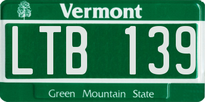 VT license plate LTB139