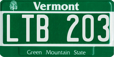 VT license plate LTB203