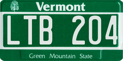 VT license plate LTB204